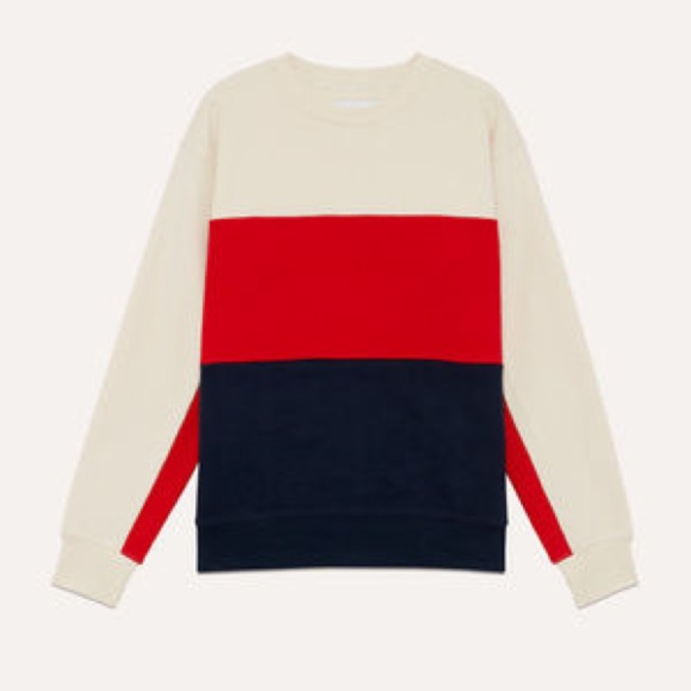 Aritzia Tna Avalanche cozy brushed fleece colorblock steps sweatshirt sz S